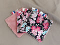 Lot de 4 Lingettes réutilisables FLEURS JAPONAISES