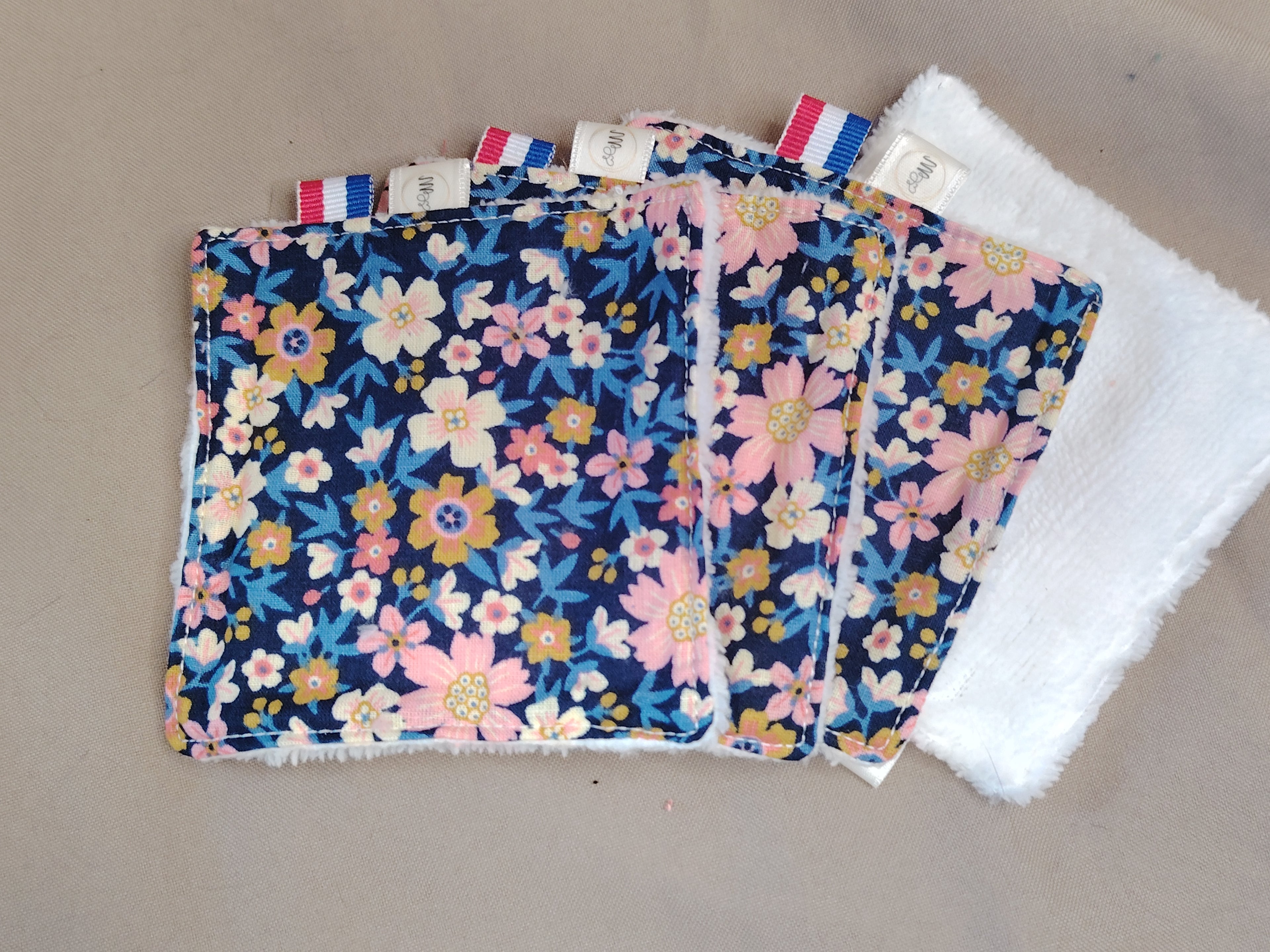 Lot de 4 Lingettes réutilisables FLOWERS