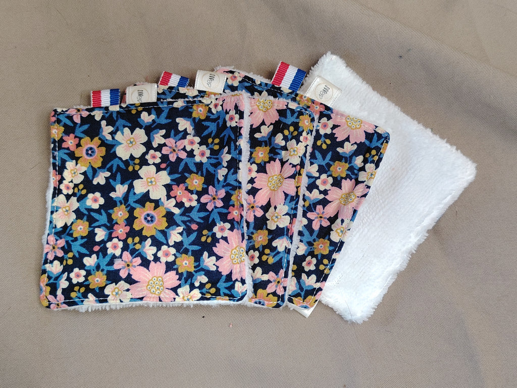Lot de 4 Lingettes réutilisables FLOWERS