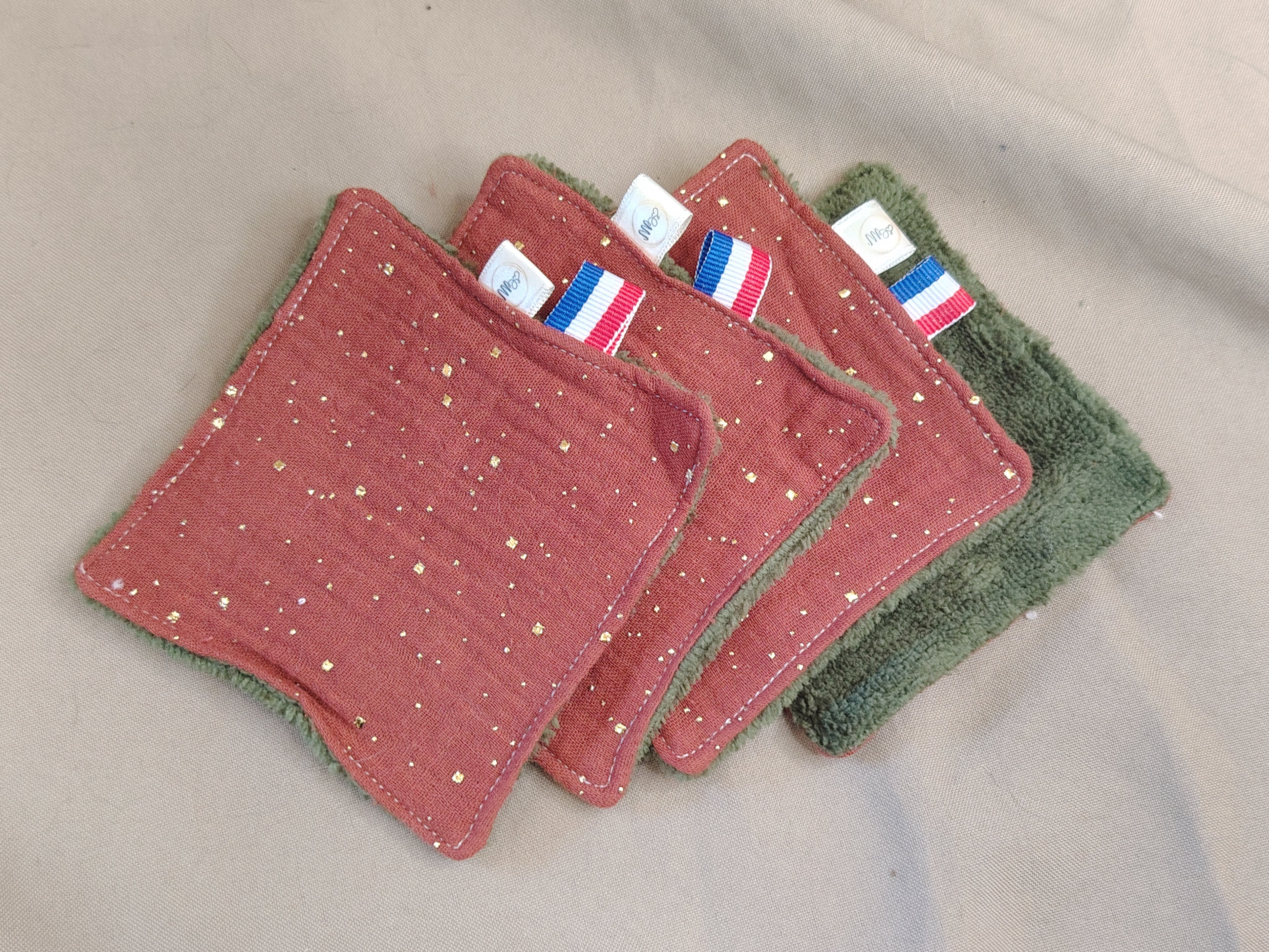 Lot de 4 Lingettes réutilisables BAMBOU DORE