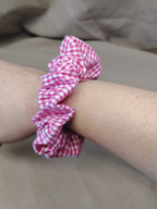 Chouchou en Coton Vichy Rose Petit Modèle