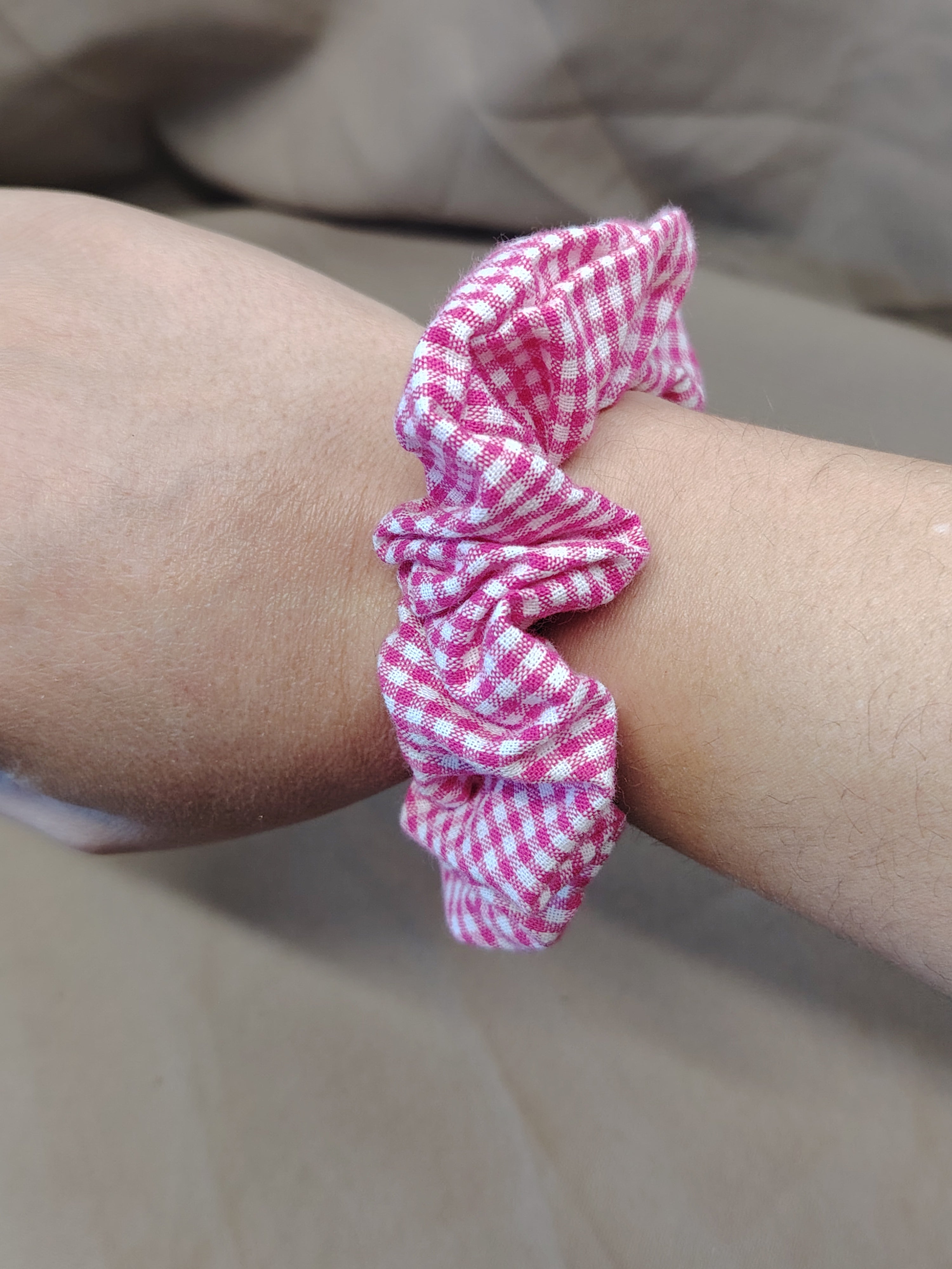 Chouchou en Coton Vichy Rose Petit Modèle