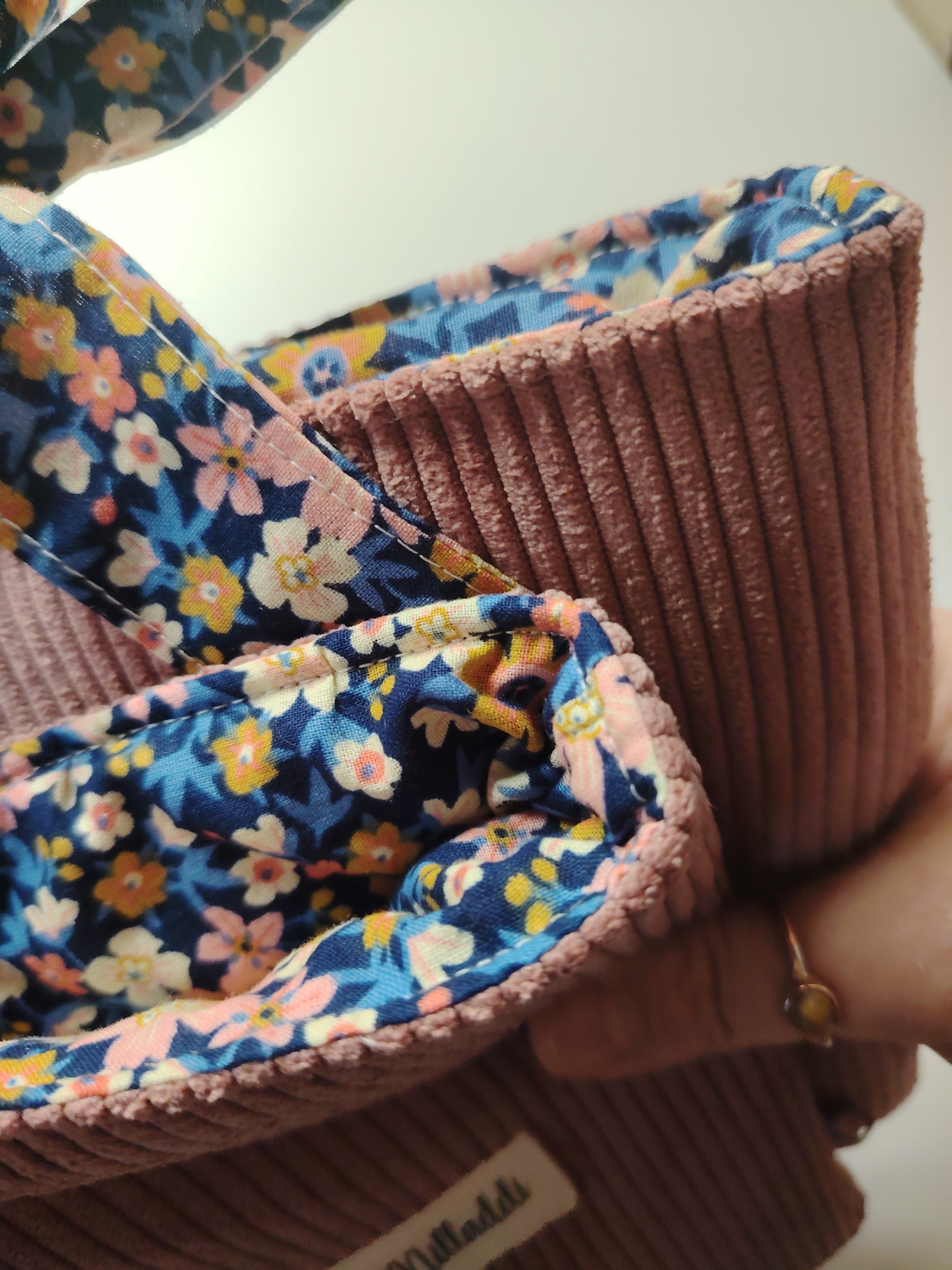 Housse de livre Velours Côtelé Vieux Rose