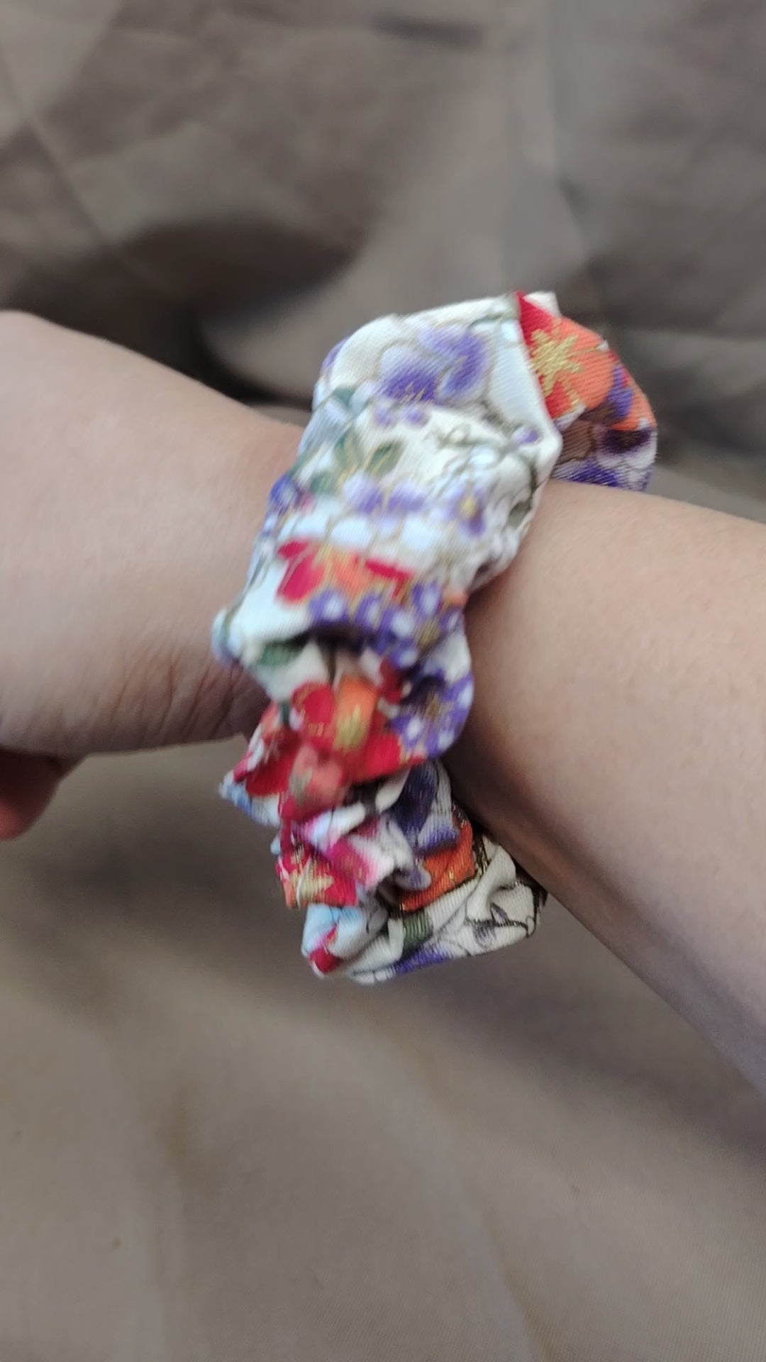 Chouchou en coton fleurs Japonaises Petit Modèle