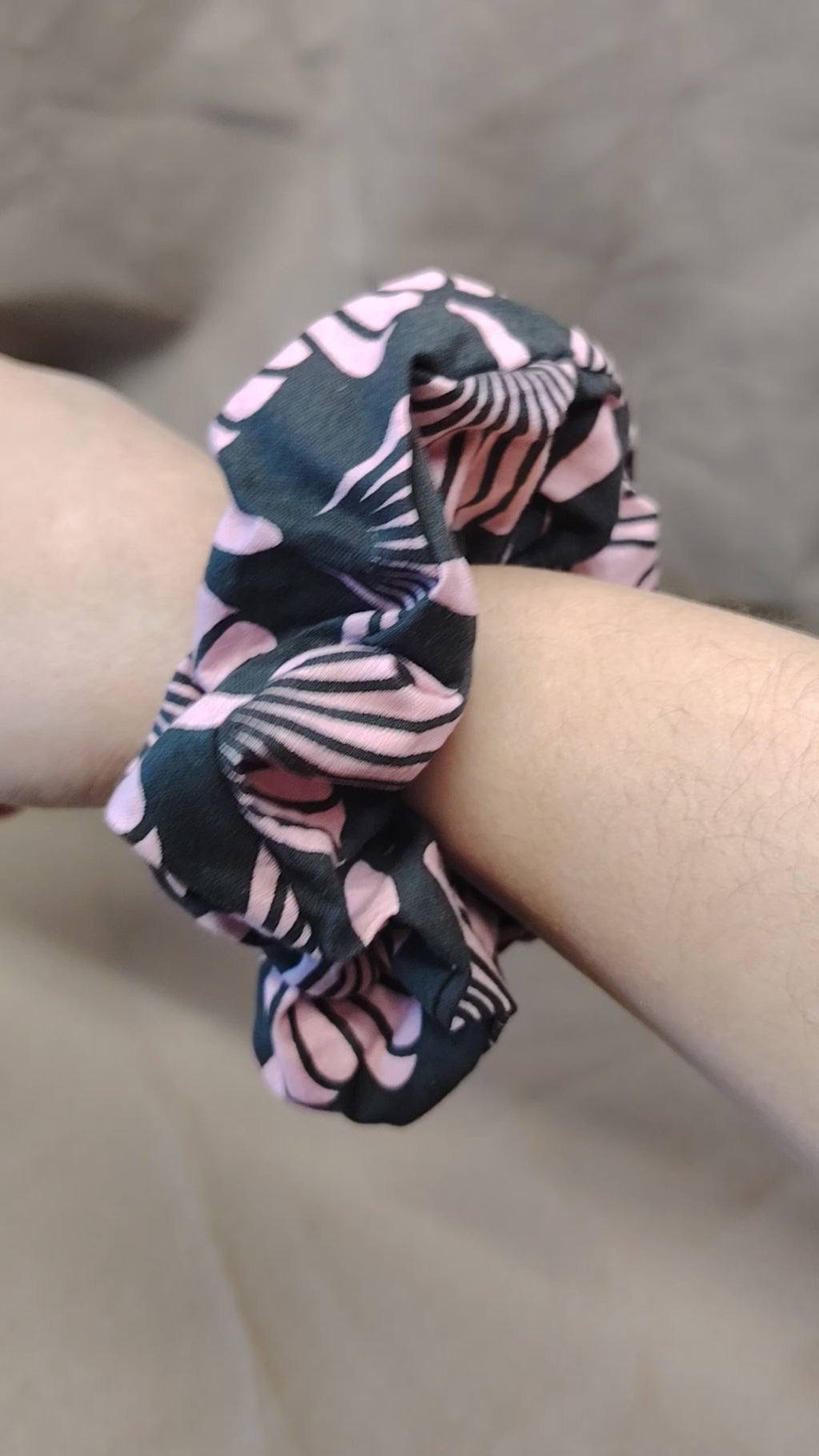 Chouchou en Coton Rose et Noir